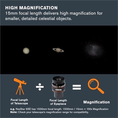 Celestron Ultima Edge - 15 mm Düz Alan Mercek - 1,25 inç - Seçenekler: Ultima Edge Eyepiece - 1.25
