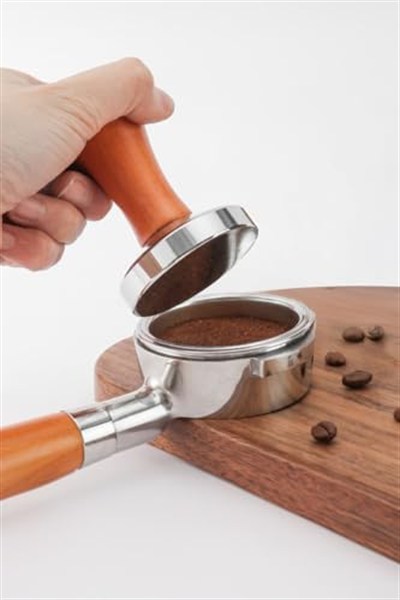 Çelik Ahşap 51 mm Espresso Makinesi Tamperi Barista Ekipmanı mt135