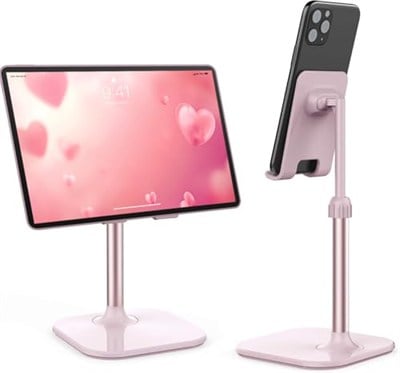 Cep Telefonu Standı, Doboli Masa için Telefon Standı, iPhone ve Tüm Cep Telefonları Tablet ile Uyumlu Telefon Tutucu Standı Pembe