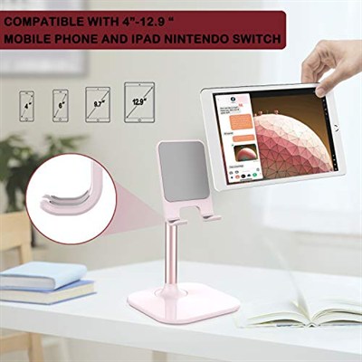 Cep Telefonu Standı, Doboli Masa için Telefon Standı, iPhone ve Tüm Cep Telefonları Tablet ile Uyumlu Telefon Tutucu Standı Pembe