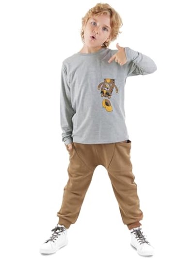 Cepte Kaplan Erkek Çocuk T-shirt Pantolon Takım
