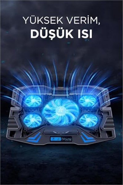 CF-05 Ayarlanabilir Dizüstü Bilgisayar Rgb Soğutma Fanı Siyah CF-050690