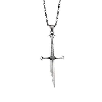 CHARMORA 925 Ayar Gümüş Aragorn Kılıç Kolye – Yüzüklerin Efendisi LOTR Anduril Erkek Kolyesi
