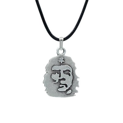 Che Guevara Kolye Deri ip Kolye - Gümüş Kaplama - Kadın Erkek Kolye - No:771