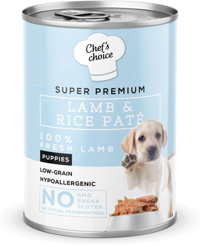 Chefs Choice Yavru Köpekler İçin, Hipoalerjenik, Kuzu Etli Ve Pirinçli Ezme, 400 g
