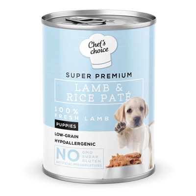Chefs Choice Yavru Köpekler İçin, Hipoalerjenik, Kuzu Etli Ve Pirinçli Ezme, 400 g x 12 Adet