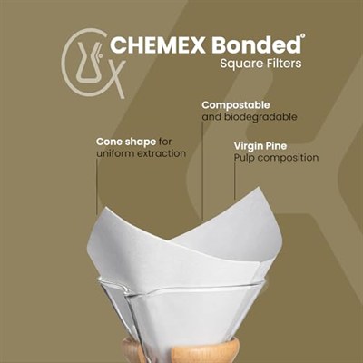 Chemex Kağıt filtre FS-100, kare filtre, 6, 8 ve 10 fincan sürahisi, 100 adet