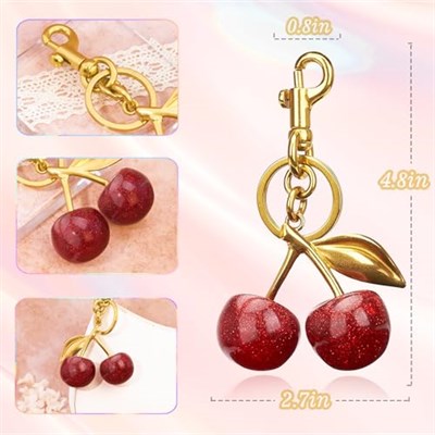 Cherry Keychain Bag Purse Charms For Handbags Cherry Accessories Mothers Day Birthday Ideas