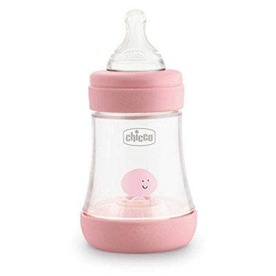 Chicco Mükemmel 5 Silikon Enayi ile 5 Anti-Koloni Töreşi 0 + Ay, Biofontional IntuiFlow Sistemi, Pembe, 150 ml