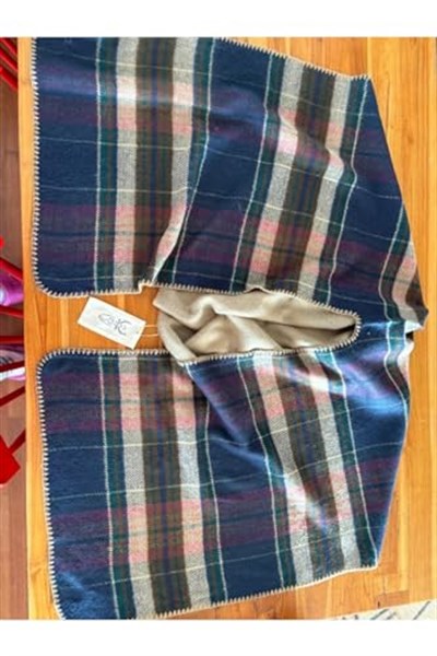 Chinko Unisex Şardonlu Baklava Desenli Yumuşacık Çok Özel Bir Panço GRİ KREM SARI Standart-1