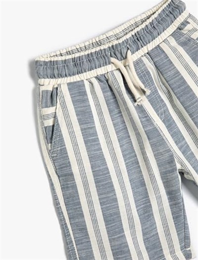 Chino Şort Beli Bağlamalı Cepli Pamuklu
