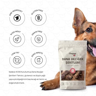 Chompo Dana Akciğer Şeritleri 100% Doğal Katkısız Köpek Ödül Maması 100 Gr | Tek içerik