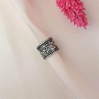 Christian Breton Etnik 9 mm Pirinç Antik Gümüş Halka Sıkıştırma Piercing/Earcuff - Tek Adet