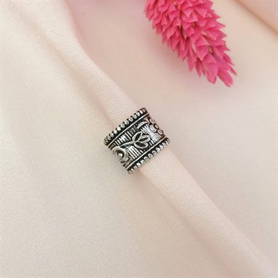 Christian Breton Etnik 9 mm Pirinç Antik Gümüş Halka Sıkıştırma Piercing/Earcuff - Tek Adet
