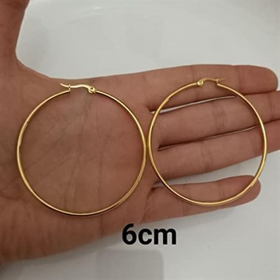 Christian Breton Gold Çelik Halka Küpe - Çap 60 mm