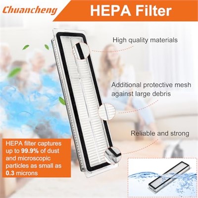 Chuancheng Dreame D9/D9 Max/D9 Max Gen2/D9 Pro/L10 Pro için 17 parçalı aksesuar seti, 1 ana fırça, 6 yan fırça, 4 filtre, 4 silme bezi, 2 temizleme fırçası
