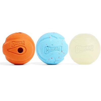 Chuckit Gen 1 Köpek Top Seti, Orta Boy 6.4 cm Çap, Yüksek Sıçrama-Yüzen-Sağlam Top, 3lü Paket
