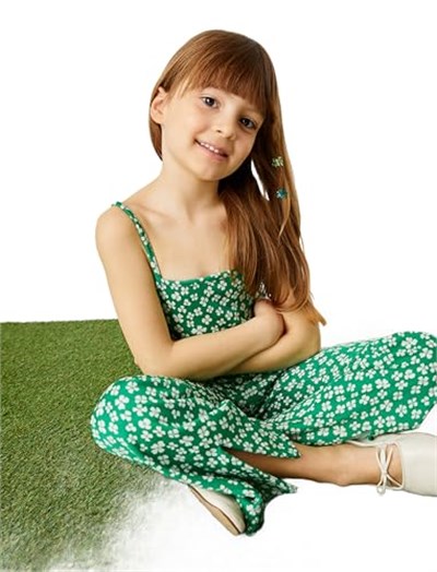 Çiçekli Crop Atlet İnce Askılı