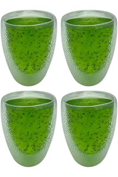 Çift Cidarlı Buzlu Kahve, Latte, Çay Bardağı Seti, Borosilikat Cam, 300 ML, 4 Adet, Şeffaf - 2221