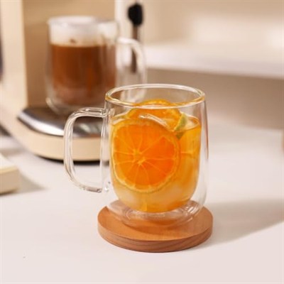 Çift Duvarlı Cam Kahve Kupası 250ml – Isıya Dayanıklı, Mikrodalga & Bulaşık Makinesi Uyumlu, 2’li Şık Set