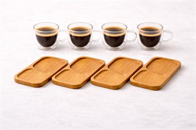 Çift Katmanlı 4lü Espresso Cam Bardak Seti 80 ml & Tabak – 4’lü Set | Borosilikat Cam, Isı Yalıtımı, Bulaşık Makinesi Uyumlu, Türk Kahvesi Ristretto Macchiato İçin