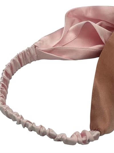 Çift Renkli%100 Saf İpek Saç Bandı (Pembe/Blush)