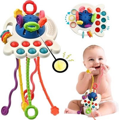 Circle Toys UFO Eğitici Duyusal Aktivite Oyuncağı - 1-3 Yaş Yürümeye Başlayan Çocuklar için Montessori Gelişim Seti