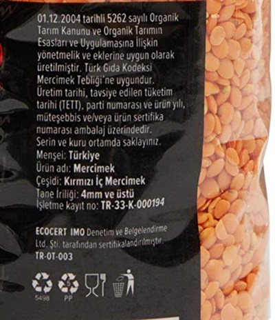 CityFarm Organik Kırmızı Mercimek - 1000 Gr