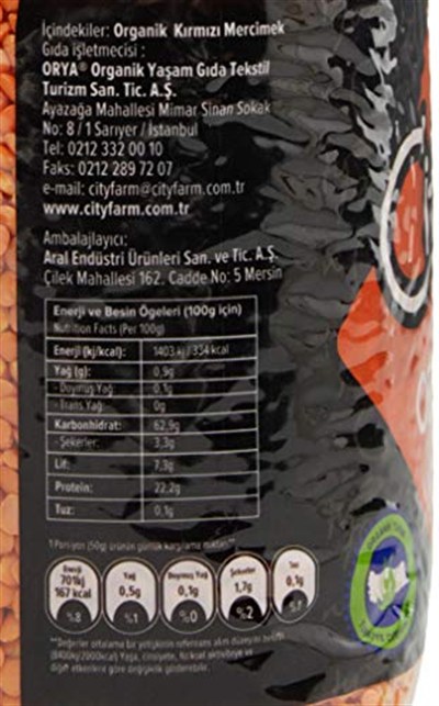 CityFarm Organik Kırmızı Mercimek - 1000 Gr
