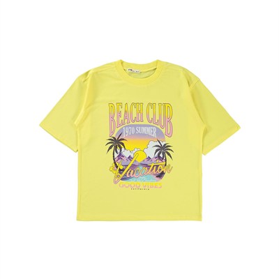 Civil Girls Kız Çocuk Oversize Tişört 10-13 Yaş Sarı