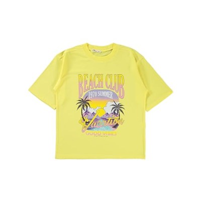 Civil Girls Kız Çocuk Oversize Tişört 10-13 Yaş Sarı