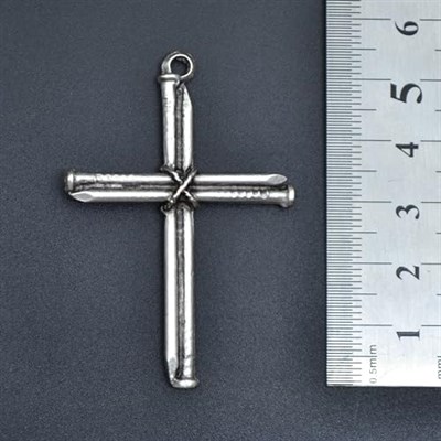 Çivili Haç Deri ip Kolye - Gümüş Kaplama - Kadın Erkek Kolye - No:861