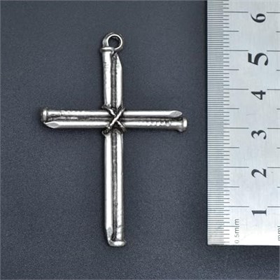 Çivili Haç Erkek Kadın Kolye Antik Gümüş Kaplama - 60 cm Düz Zincir