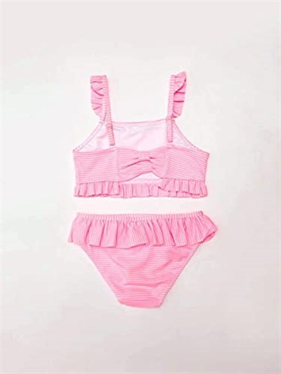 Çizgili fırfırlı kız çocuk bikini takım ÇİZGİLİ 5-6 Yaş