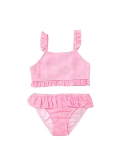 Çizgili fırfırlı kız çocuk bikini takım ÇİZGİLİ 11-12 Yaş