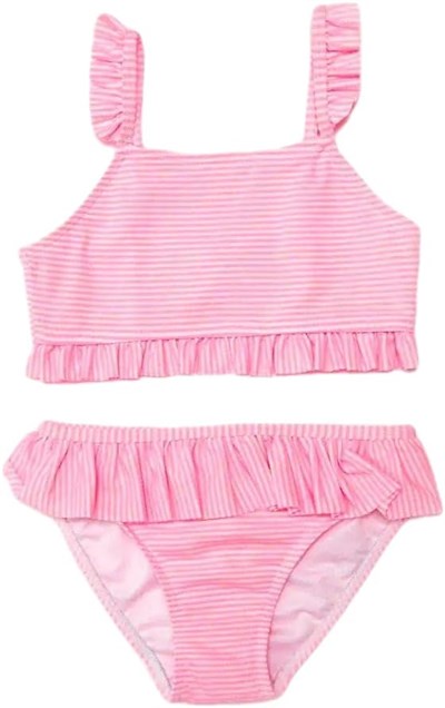 Çizgili fırfırlı kız çocuk bikini takım ÇİZGİLİ 11-12 Yaş