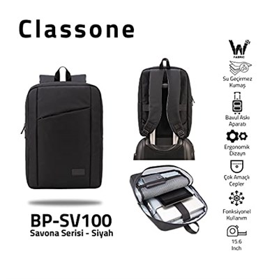 Classone Savona BP-SV Su geçirmez Kumaş,15.6