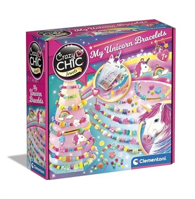 Clementoni - Crazy Chic-My Unicorn Bileklik-Kit Te, Yapım Seti, 7 Yaş Oyun, Çocuk Arkadaşlık Bileklikleri, Yaratıcı El Sanatları, Çok Renkli, 18792