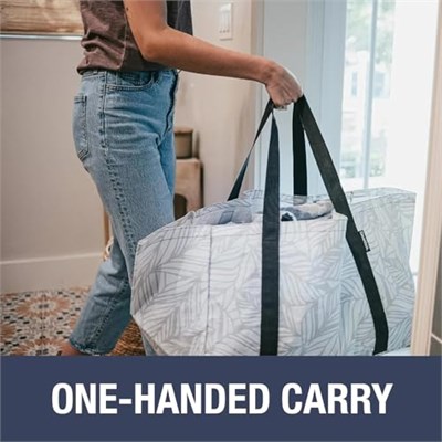 CleverMade 2li Paket Saklama Sepeti, Frakta Alışveriş Çantası, Taşınma, Market Alışverişi ve Dolum için Ağır Hizmet Tipi Çok Amaçlı Çantalar; Okyanus Mavisi