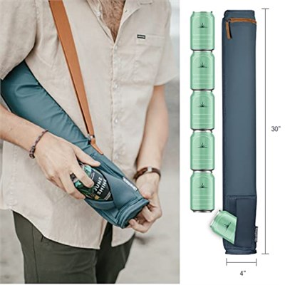 CleverMade 6 Kutu Soğutucu Kol - Ayarlanabilir Omuz Askılı Yalıtımlı 6lı Paket Soğutucu Tüp, Kolay Erişim Açılabilir ve Neopren Saklama Cebi