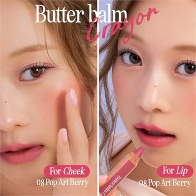 CLIO Kremsi, Kalem Şeklinde Renkli Dudak Balmı & Kalemtıraş CLIO Butter Balm Crayon 001 Pink Poster