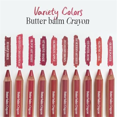 CLIO Kremsi, Kalem Şeklinde Renkli Dudak Balmı & Kalemtıraş CLIO Butter Balm Crayon 001 Pink Poster