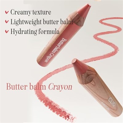 CLIO Kremsi, Kalem Şeklinde Renkli Dudak Balmı & Kalemtıraş CLIO Butter Balm Crayon 001 Pink Poster