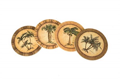 CoasterStone AS1990 Emici Altlık, 11 cm, Palmiye Desenli, 4lü Set