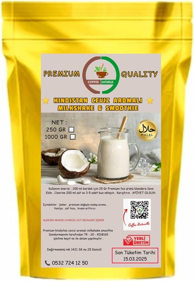 Coffee Naturelle Aromalı Toz Milkshake & Smoothie & Frappe (Hindistan Cevizi)