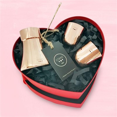 Coho Objet Coho Love Box Artisan Bakır Cezve & Bakır Bardak Hediye Seti