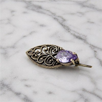 Coho Objet Coho Tılsım Zirkonyum Taşlı El Işleme Bakır Broş