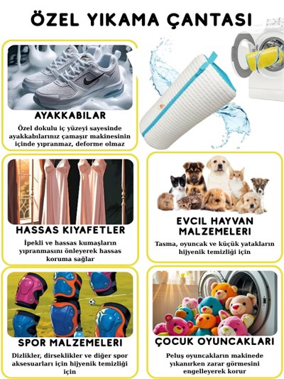Çok Amaçlı XL Büyük Boy Ayakkabı Yıkama Çantası Yıkama Torbası Fileli-Geliştirilmiş Kalın ve Sık Dokuma Kumaş- Uzun ve Sık İç Makarna - Dayanıklı Yırtılmaz Polyester Kumaş- Yıkamada Açılmayan Fermuar