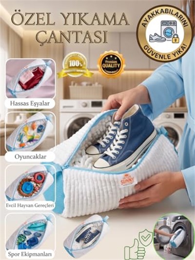 Çok Amaçlı XL Büyük Boy Ayakkabı Yıkama Çantası Yıkama Torbası Fileli-Geliştirilmiş Kalın ve Sık Dokuma Kumaş- Uzun ve Sık İç Makarna - Dayanıklı Yırtılmaz Polyester Kumaş- Yıkamada Açılmayan Fermuar