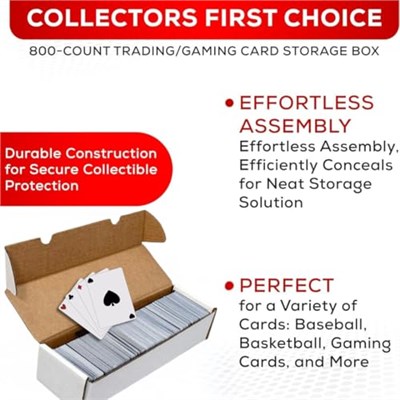 Collectors First Pick (3) Futbol, Basketbol, Beyzbol, MTG ve Oyun Kartları, Kart Kutusu, Kart Depolama, Spor için Premium 800 Adet Saklama Kutusu Ticaret Kartı Karton Kutu - ABDde Üretilmiştir